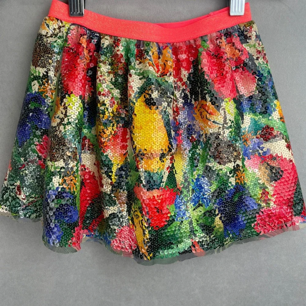 Kate Morgan Studio x HM Girls Multi Color Sequin Tropical Parrot Skirt Size 2-4Y
